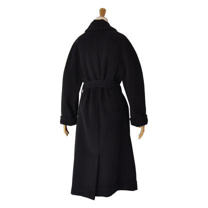 Max Mara Coat Long with Belt Wool Black — view 6