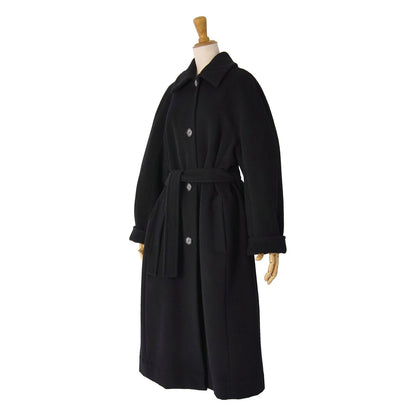 Max Mara Coat Long with Belt Wool Black — view 5