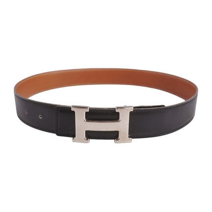 Hermes Vintage Belt Reversible H Logo Constance Buckle 74 Leather Black — view 2