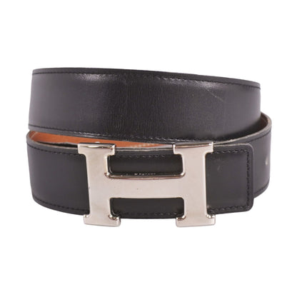 Hermes Vintage Belt Reversible H Logo Constance Buckle 74 Leather Black