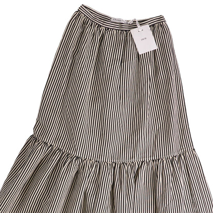 Dior Skirt Long Striped Linen Silk Black US 4 — view 2