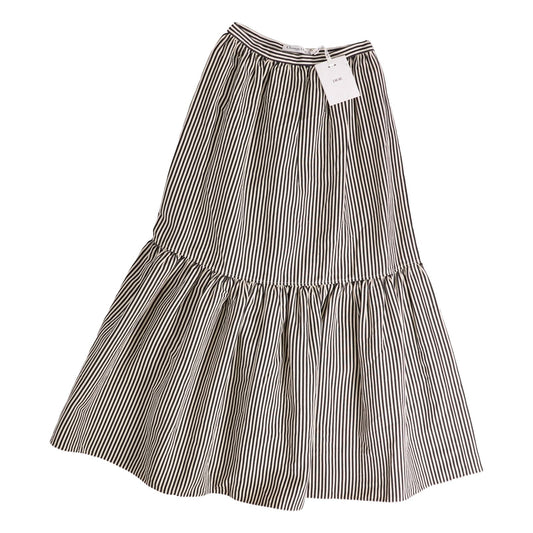 Dior Skirt Long Striped Linen Silk Black US 4