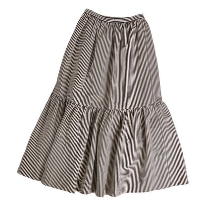 Dior Skirt Long Striped Linen Silk Black US 4 — view 3
