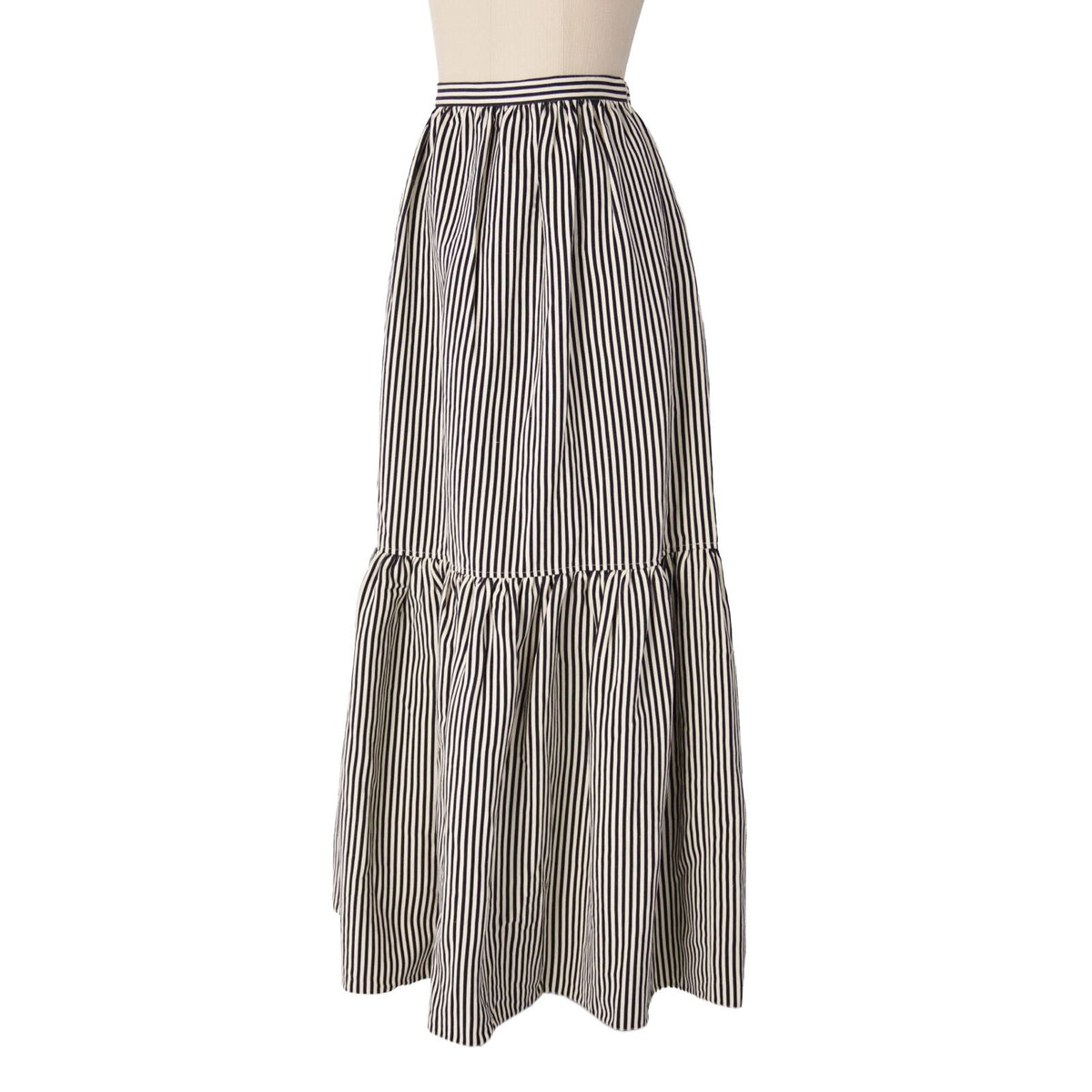 Dior Skirt Long Striped Linen Silk Black US 4 — view 5