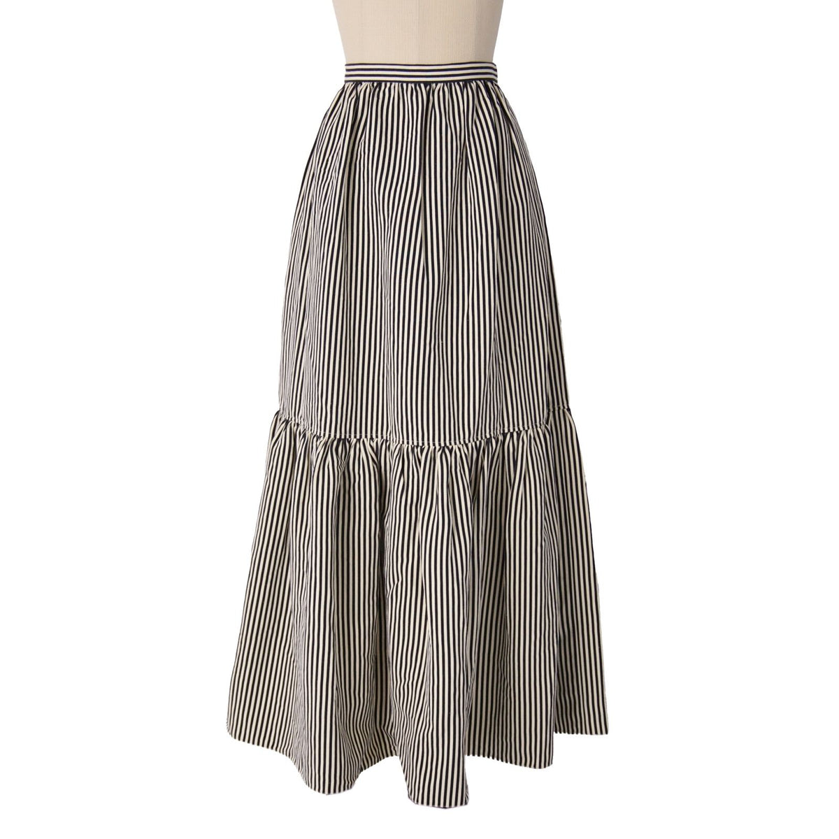 Dior Skirt Long Striped Linen Silk Black US 4 — view 4