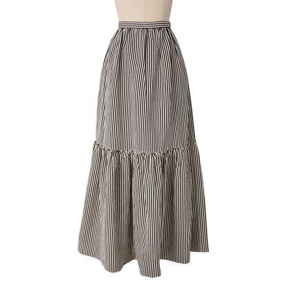 Dior Skirt Long Striped Linen Silk Black US 4 — view 4