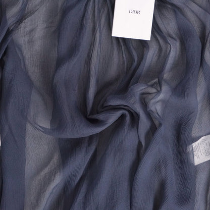 Dior Shirt Blouse Long Sleeve Silk Sheer Top Navy US 6 — view 6