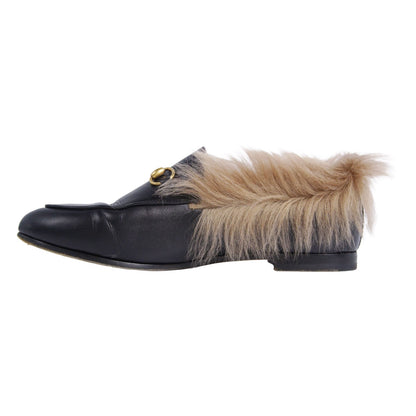 Gucci Loafers Moccasins Horsebit Fur Shoes Leather Black — view 7