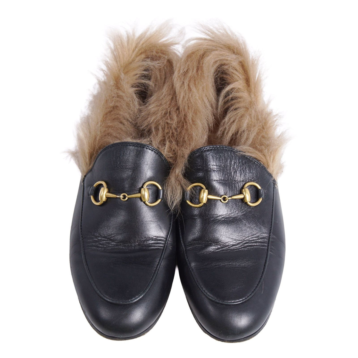 Gucci Loafers Moccasins Horsebit Fur Shoes Leather Black — view 4