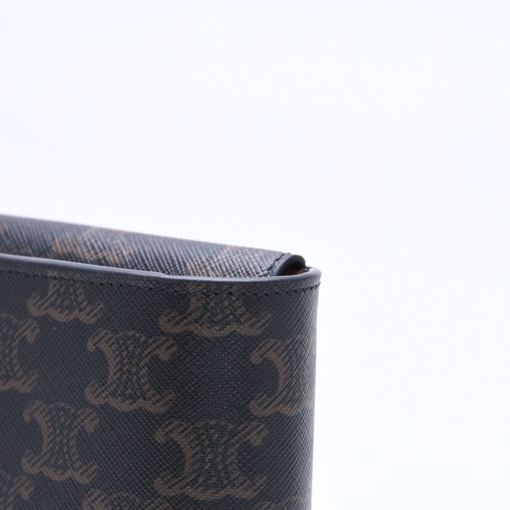 Celine Travel Kit Triomphe Canvas Amenity Calfskin Brown Gold Vanity Bag — view 4