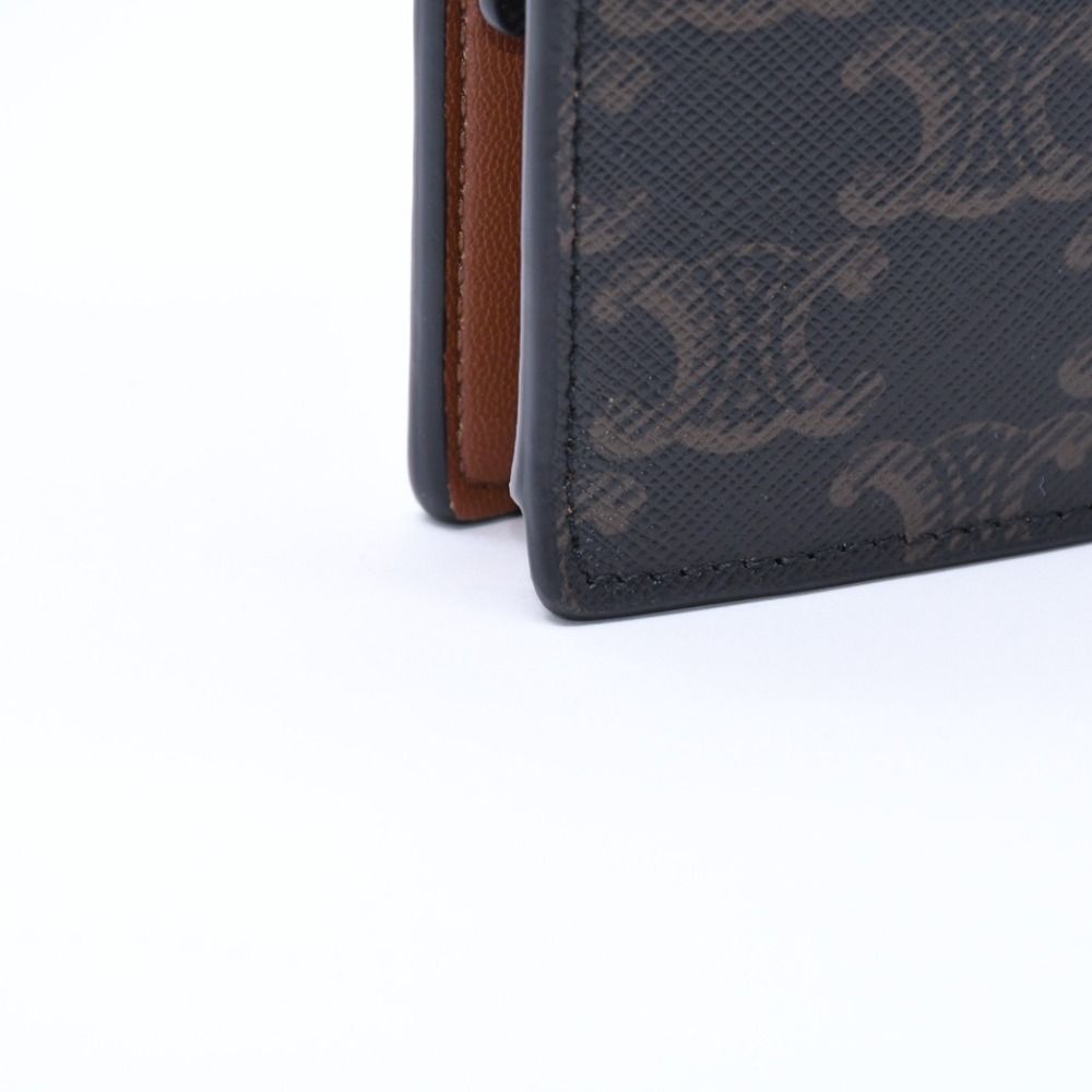 Celine Travel Kit Triomphe Canvas Amenity Calfskin Brown Gold Vanity Bag — view 7