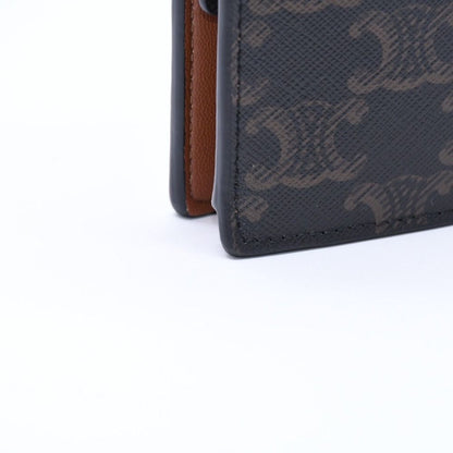 Celine Travel Kit Triomphe Canvas Amenity Calfskin Brown Gold Vanity Bag — view 7