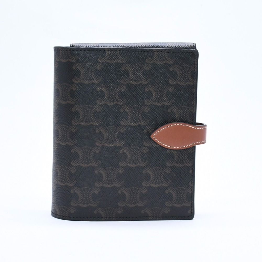 Celine Travel Kit Triomphe Canvas Amenity Calfskin Brown Gold Vanity Bag — view 3
