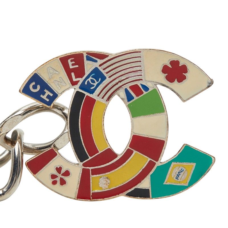 Chanel CC Logo Chain Belt National Flag 03A Silver Multicolor Metal — view 2