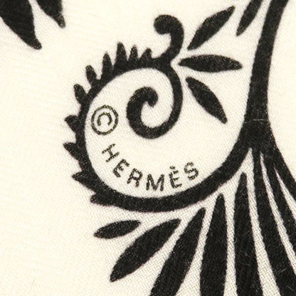 Hermes Shawl Carre 140 Cashmere Silk White Black le Charme D'orphee Attracted — view 6