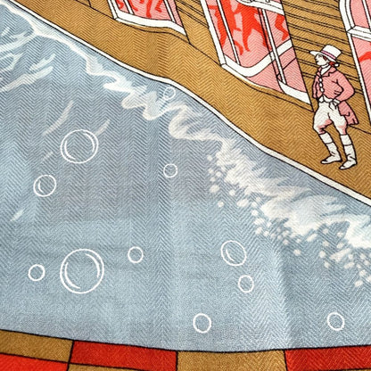 Hermes Scarf Carre 140 Flagship Geant Items Cashmere Silk Red White — view 5
