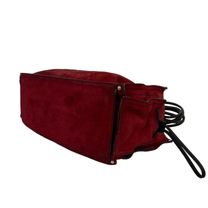 Loewe Logo Stitch Suede Leather Tote Shoulder Bag Red — view 8