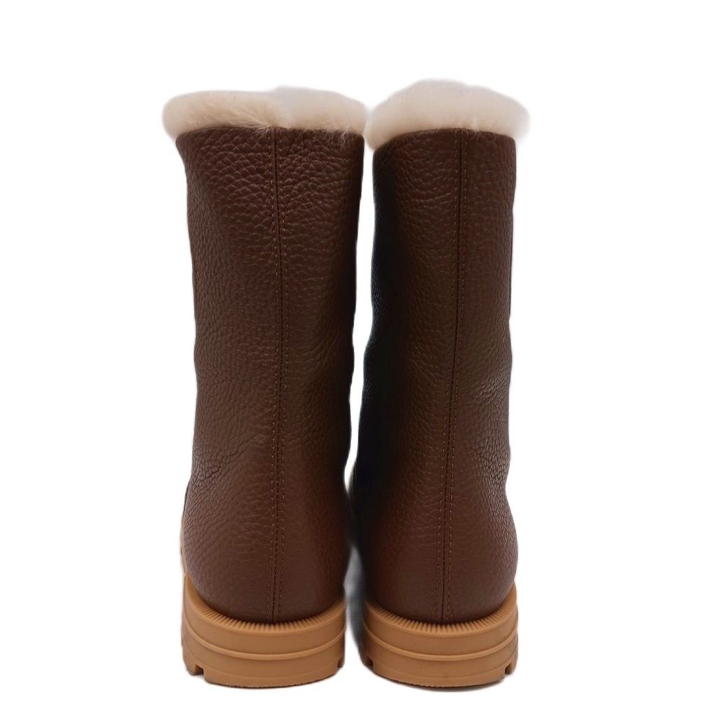 Gucci Interlocking G Shearling Boots Short Leather Fur Brown — view 3