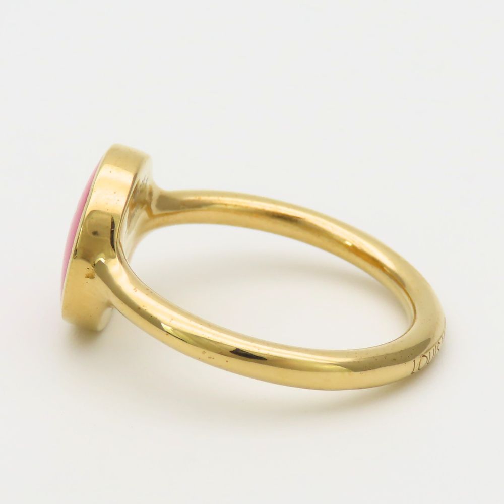 Louis Vuitton Ring L Metal Gold Pink LV Logo — view 3