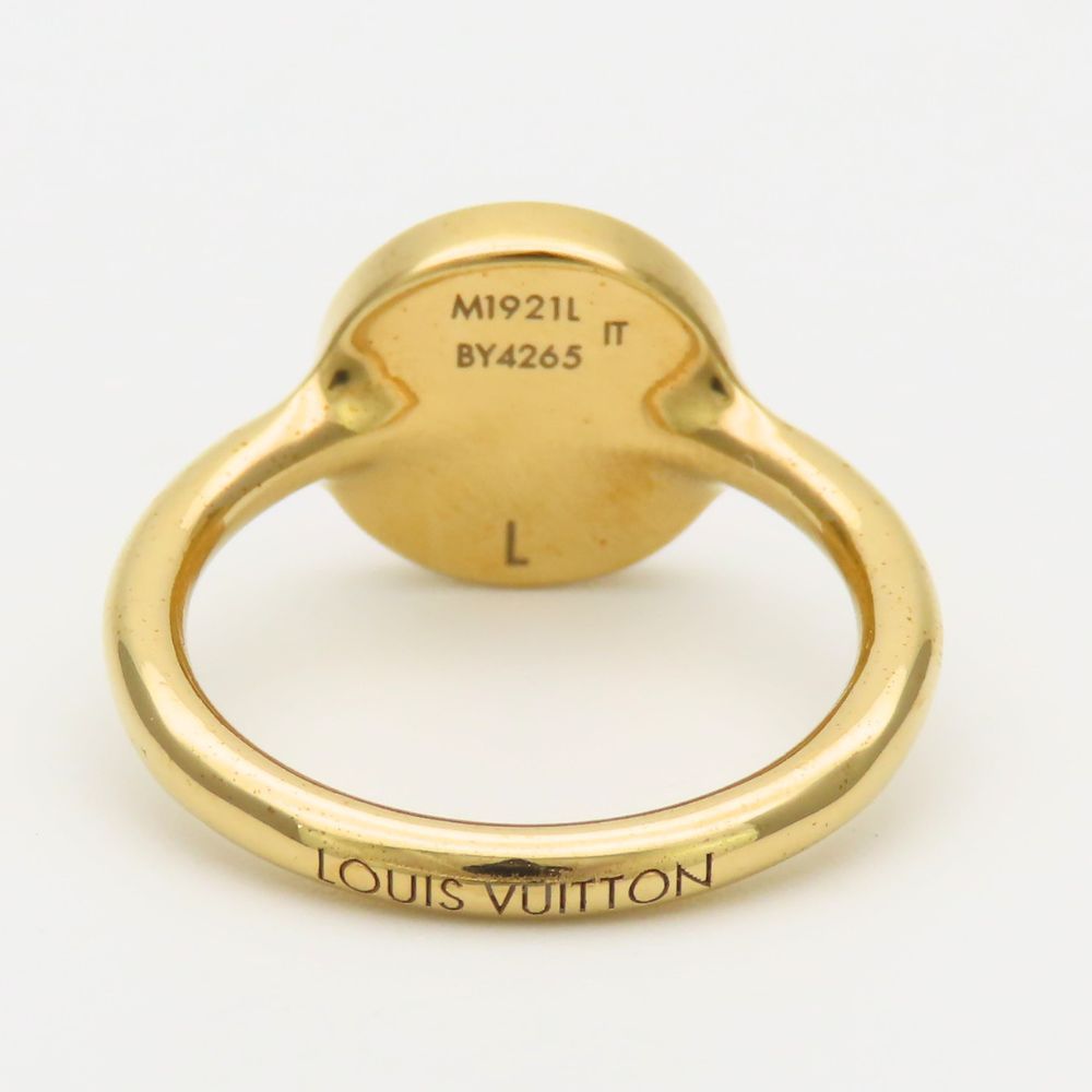 Louis Vuitton Ring L Metal Gold Pink LV Logo — view 4