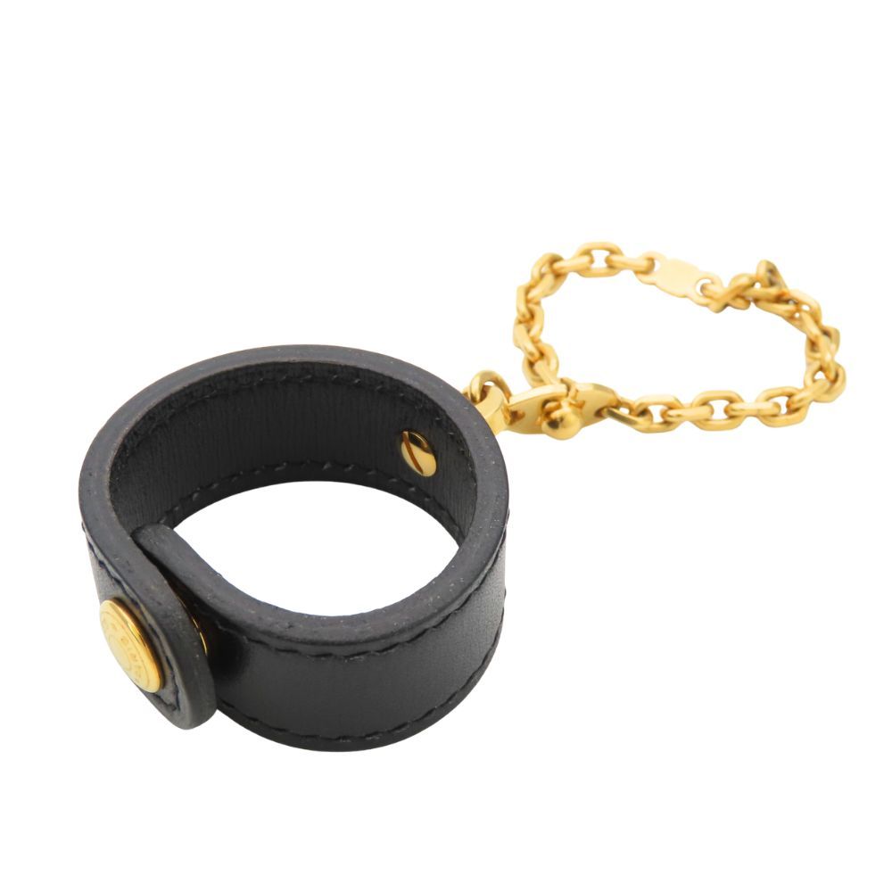 Hermes Glove Holder Leather Metal Black Gold Gloves