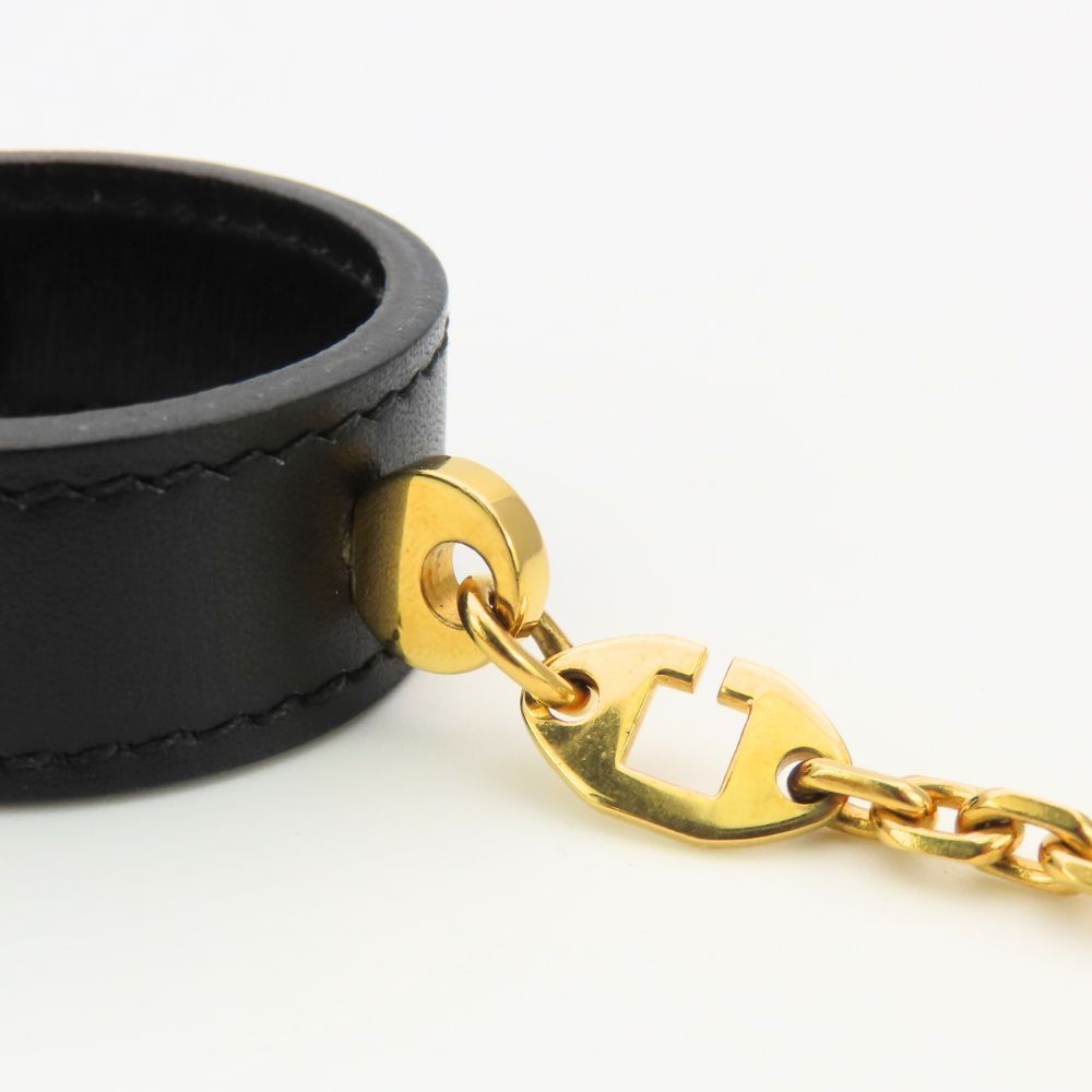 Hermes Glove Holder Leather Metal Black Gold Gloves — view 4