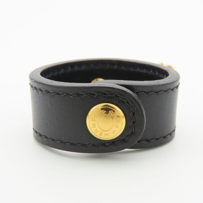 Hermes Glove Holder Leather Metal Black Gold Gloves — view 2