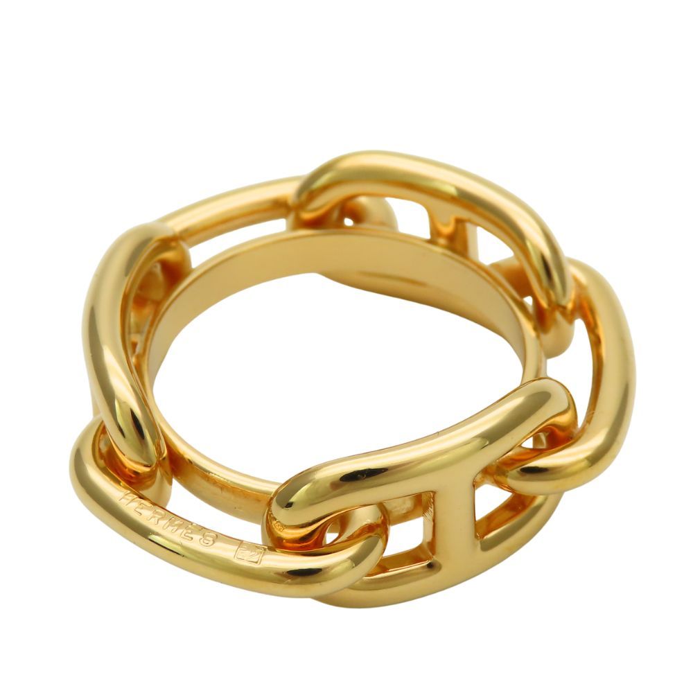 Hermes Scarf Ring Chaine D'ancre Metal Gold