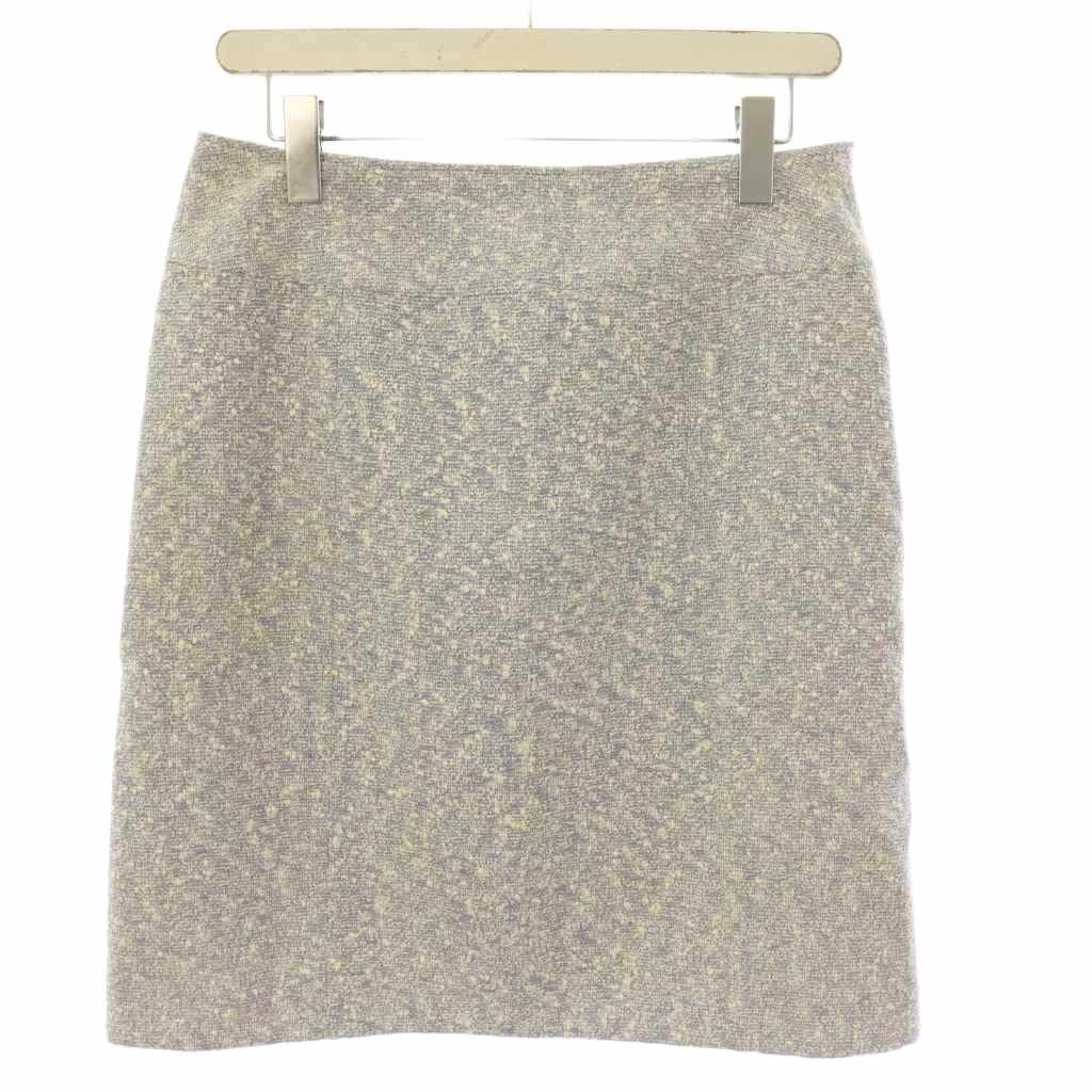 Chanel Boutique Tweed Skirt Knee-Length Ivory Navy 38