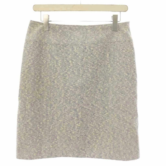 Chanel Boutique Tweed Skirt Knee-Length Ivory Navy 38