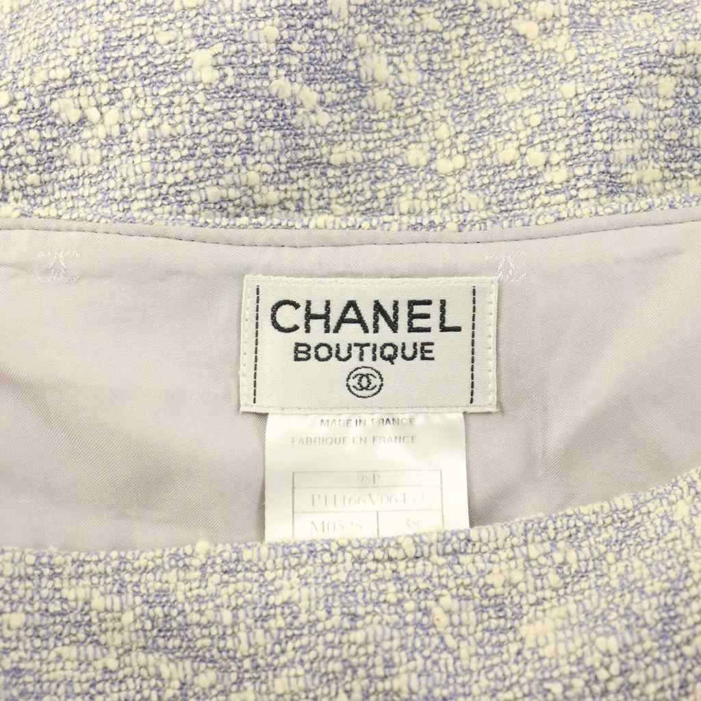 Chanel Boutique Tweed Skirt Knee-Length Ivory Navy 38 — view 5