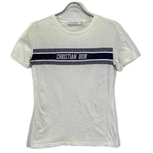Dior White Cotton Signature Band Logo T-Shirt