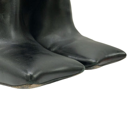 Balenciaga Long Boots Black Square Toe Asymmetric Design Leather — view 7
