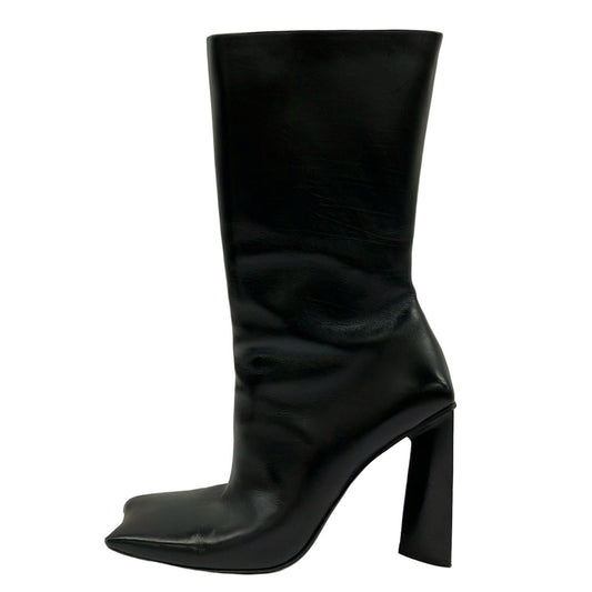 Balenciaga Long Boots Black Square Toe Asymmetric Design Leather