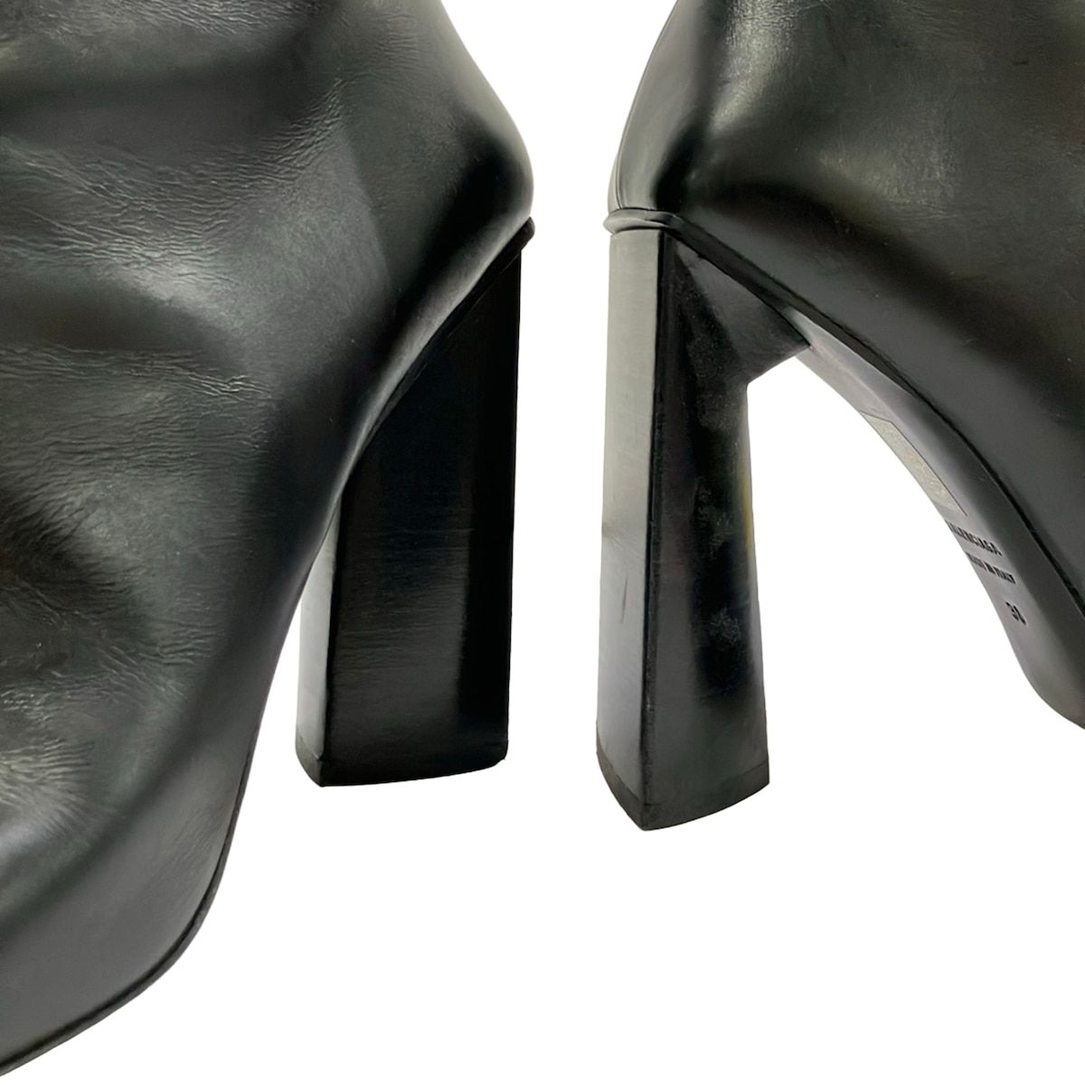 Balenciaga Long Boots Black Square Toe Asymmetric Design Leather — view 5