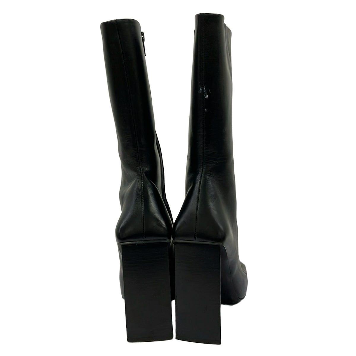 Balenciaga Long Boots Black Square Toe Asymmetric Design Leather — view 3