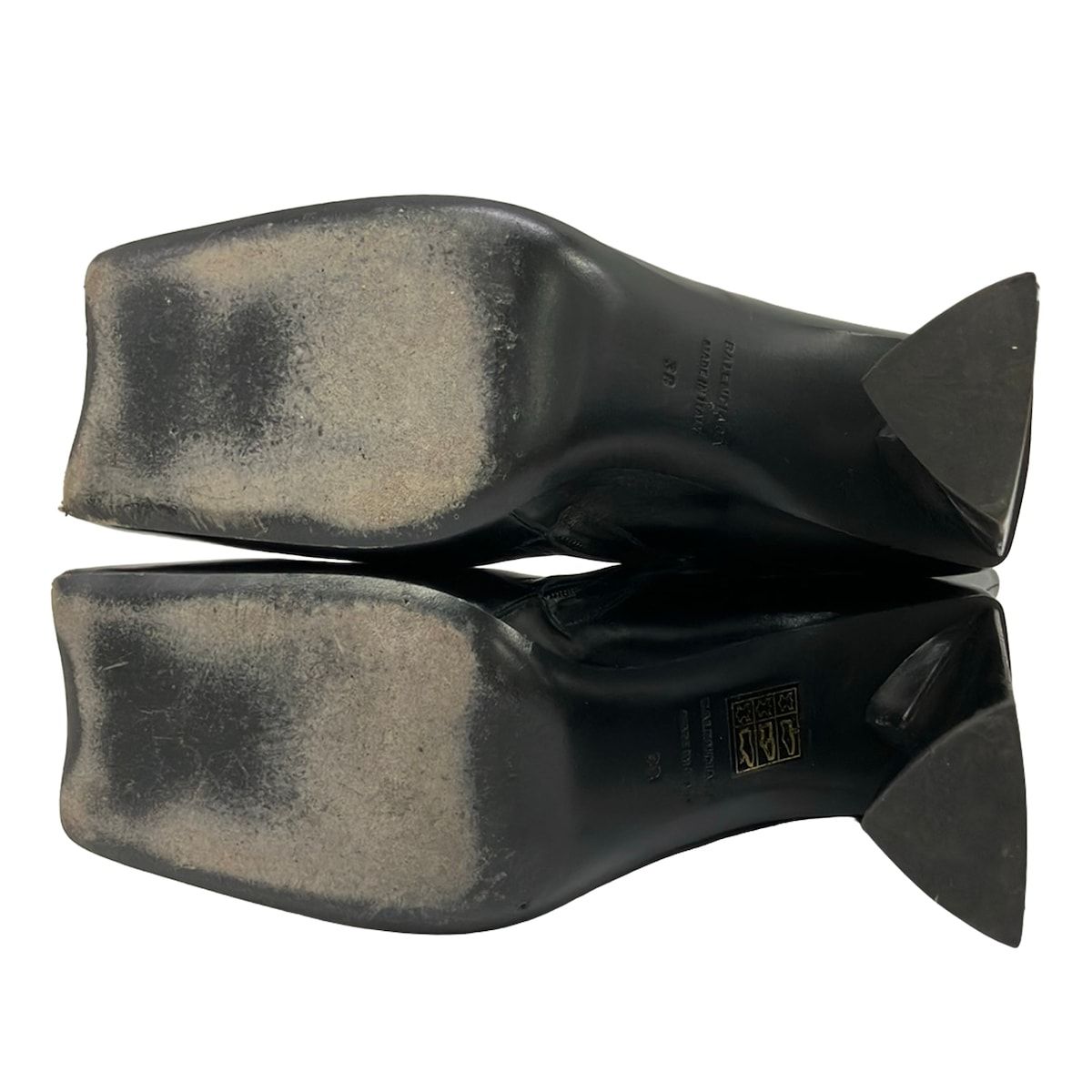 Balenciaga Long Boots Black Square Toe Asymmetric Design Leather — view 4