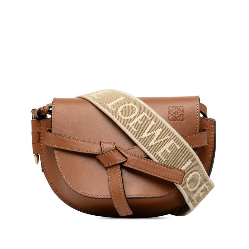 Loewe Gate Crossbody Shoulder Bag Brown Beige Leather