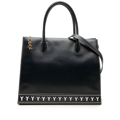 Saint Laurent Tote 2-Way Shoulder Bag Navy Leather