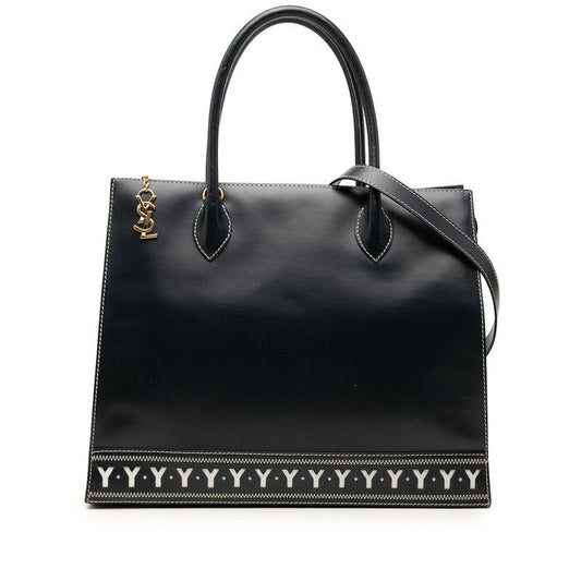 Saint Laurent Tote 2-Way Shoulder Bag Navy Leather