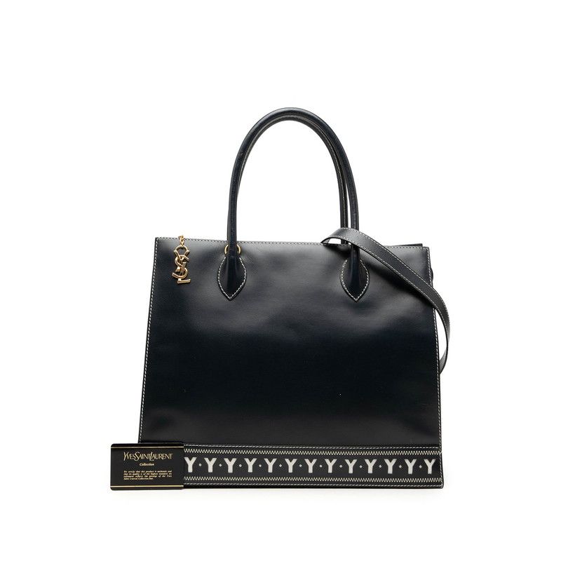 Saint Laurent Tote 2-Way Shoulder Bag Navy Leather — view 6