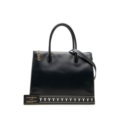 Saint Laurent Tote 2-Way Shoulder Bag Navy Leather — view 6