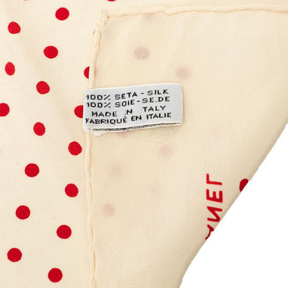 Chanel CC Logo Dot Pattern Scarf Ivory Red Silk — view 6