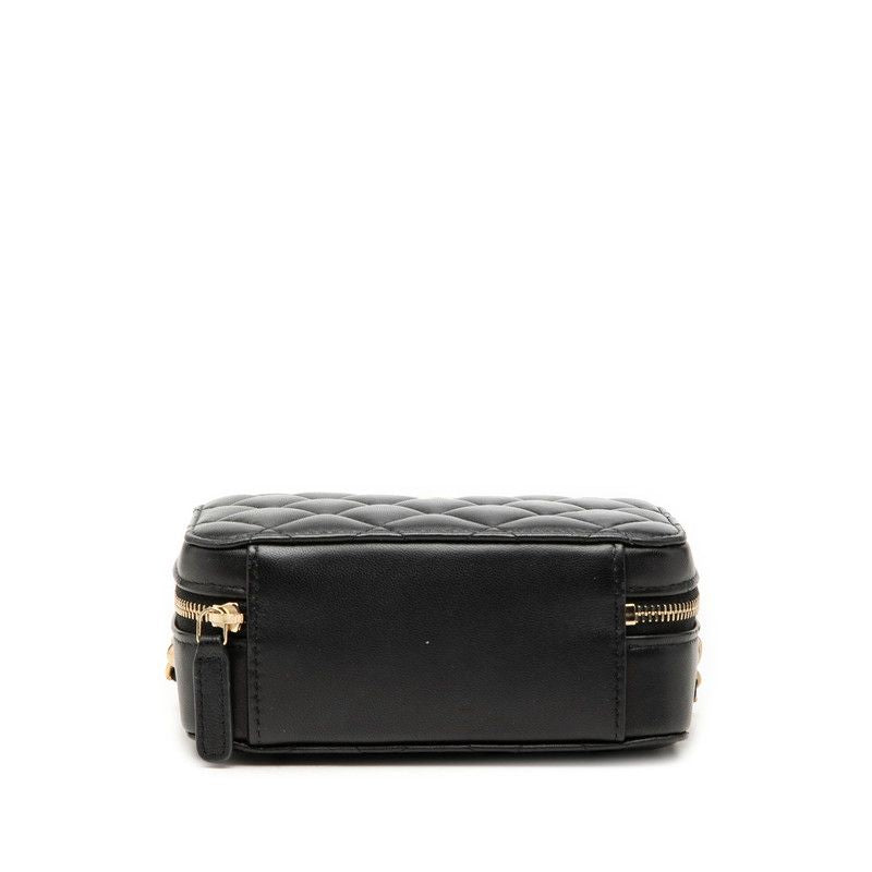 Chanel CC Logo Quilted Camera Bag Chain Black Gold Lambskin — view 3