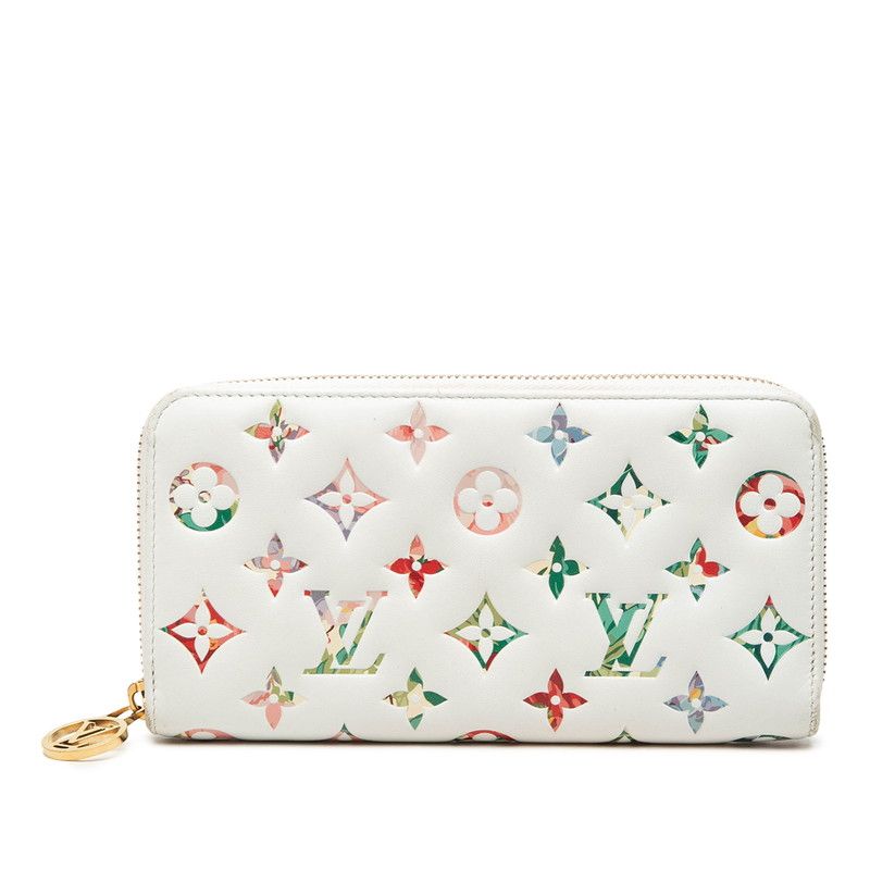 Louis Vuitton LV Garden Monogram Zippy Wallet Zip Around White Multicolor