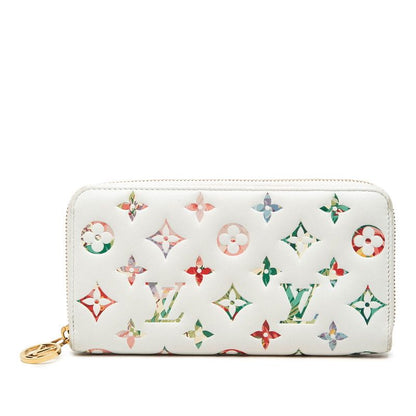 Louis Vuitton LV Garden Monogram Zippy Wallet Zip Around White Multicolor