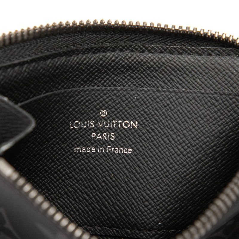 Louis Vuitton Monogram Eclipse Porte Monnaie Jour Coin Purse Black Leather — view 5