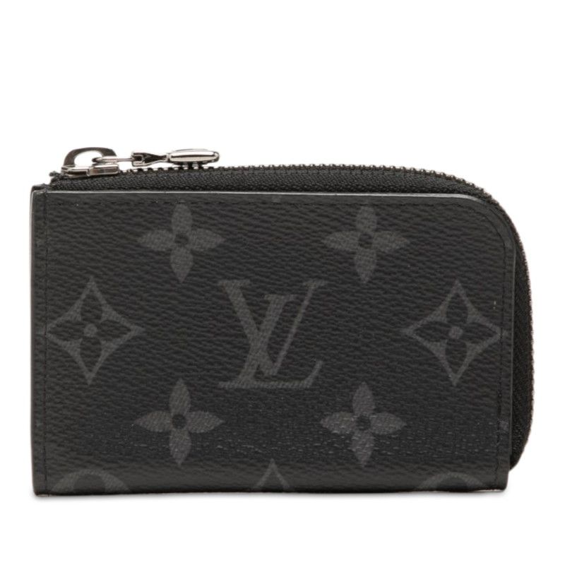 Louis Vuitton Monogram Eclipse Porte Monnaie Jour Coin Purse Black Leather