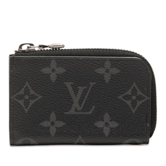 Louis Vuitton Monogram Eclipse Porte Monnaie Jour Coin Purse Black Leather