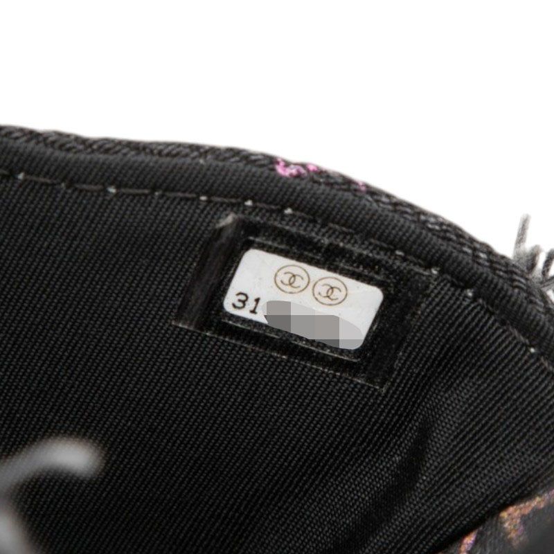 Chanel Mini Quilted CC Logo Chain Shoulder Bag Pochette Black Multicolor Gold — view 6